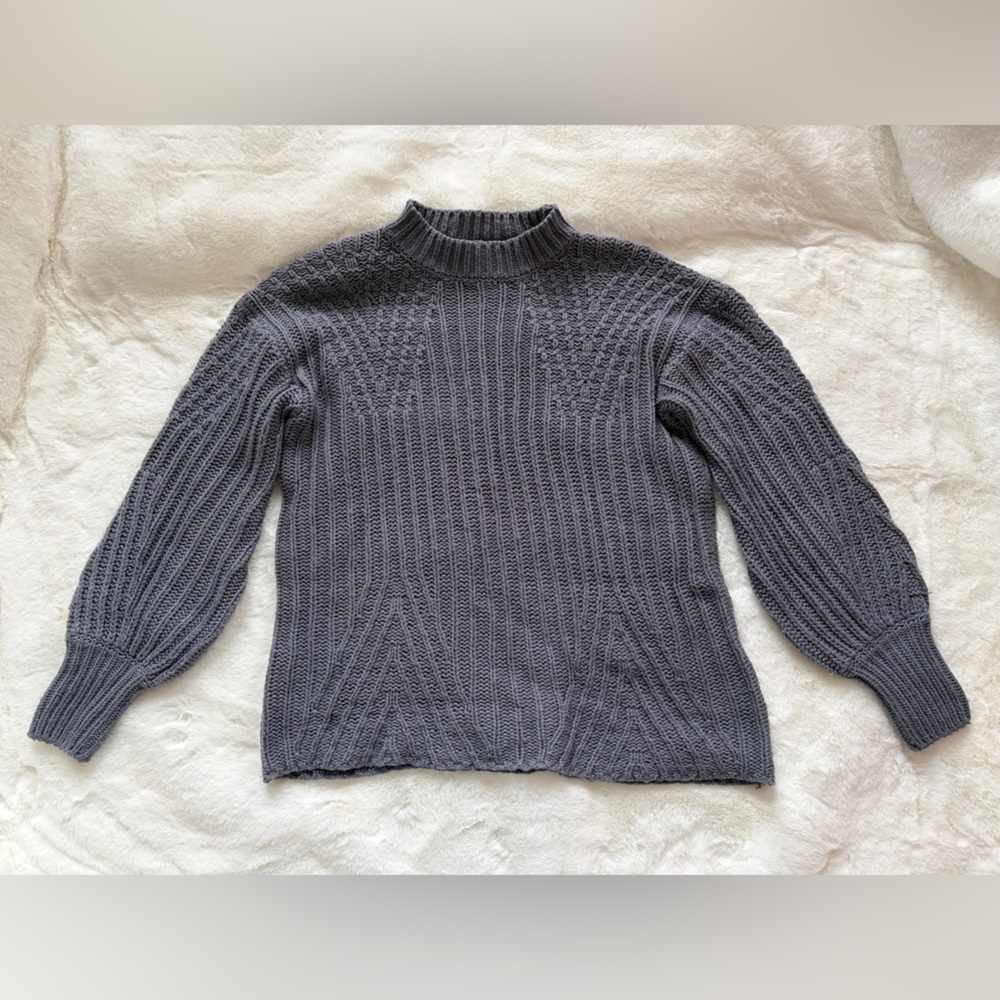 Slate Blue/Grey Cable Knit Sweater